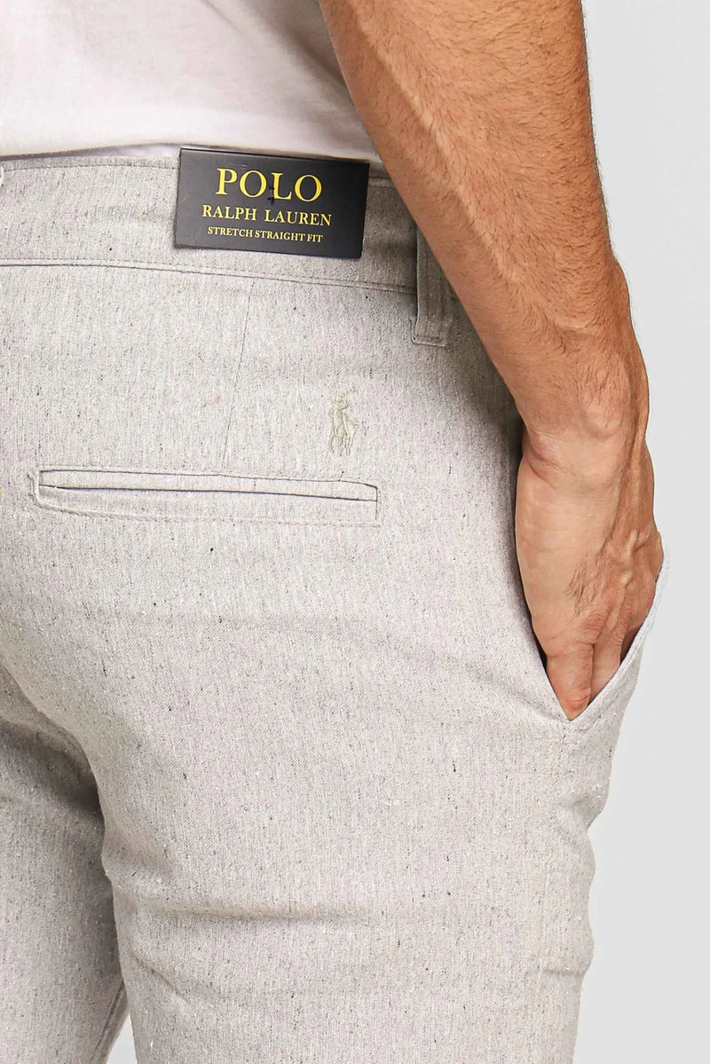 Calça Ralph Lauren Linho Straight Fit - Cinza