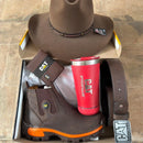 Bota Masculina Adventure em Couro Legítimo e Palmilha Ortopédica + BRINDES: Chapéu, Cinto, Carteira e Copo