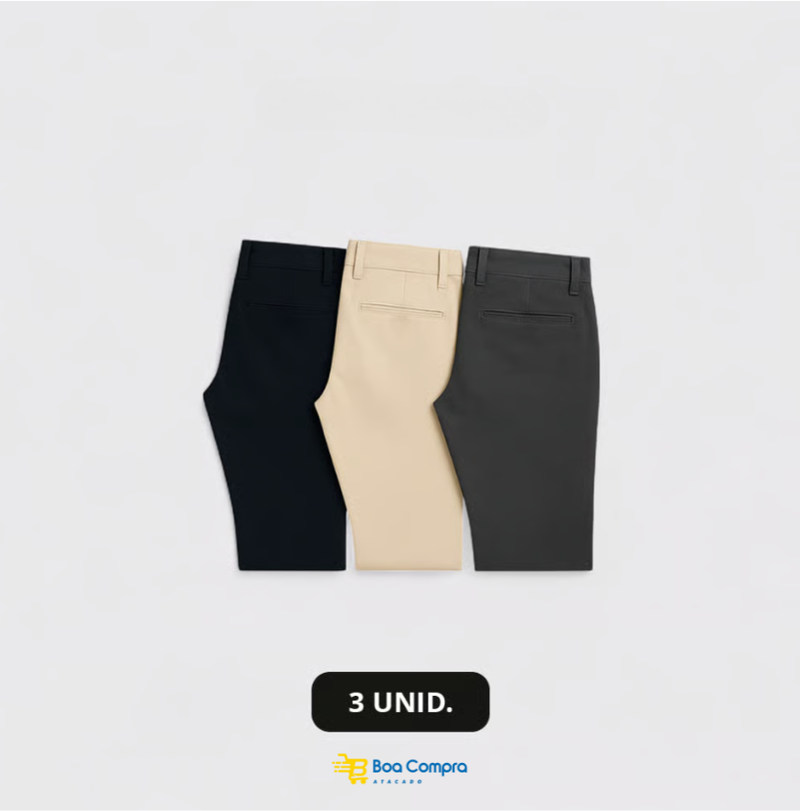 Kit 3 Calças Sarja Casual