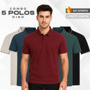 Kit 5 Camisas Polo Dino Manga Curta Minimalista - OFERTA PRÉ-BLACK FRIDAY