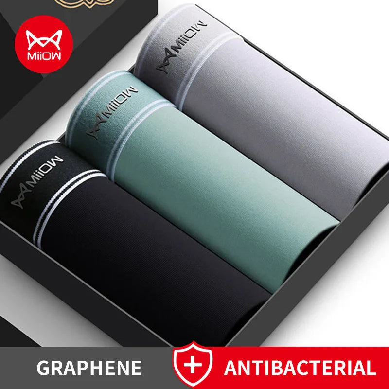 Kit 3 Cuecas Boxers Masculinos MiiOW - Conforto e Proteção Antibacteriana