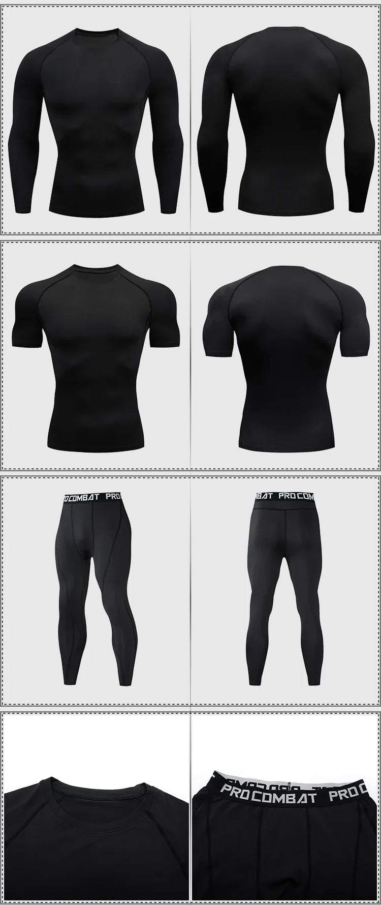 Kit de Roupas de Compressão Masculina para Esportes