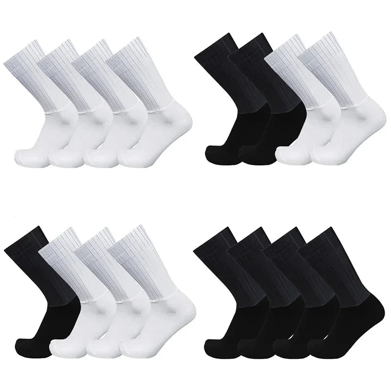 Meias Cano Alto Antiderrapantes para Homens - 4 Pares