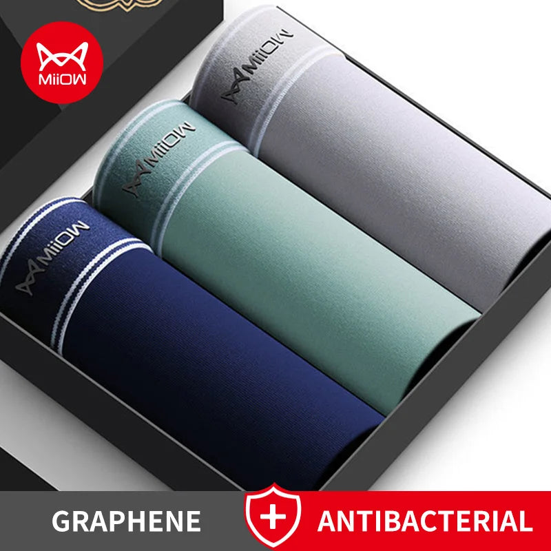 Kit 3 Cuecas Boxers Masculinos MiiOW - Conforto e Proteção Antibacteriana