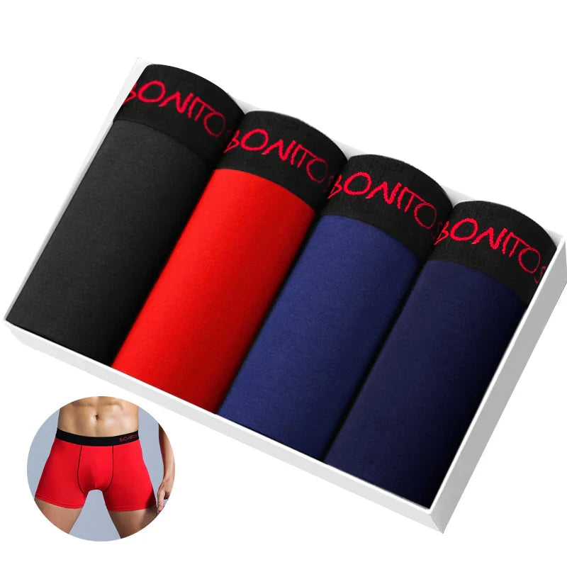 Kit 4 Peças Cuecas Boxers de Algodão Masculino - Conforto e Estilo