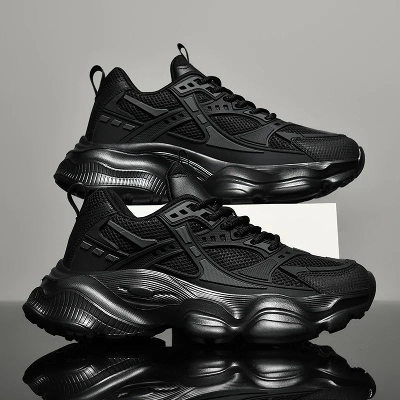 Tênis Masculino Casual Preto com Plataforma 2025