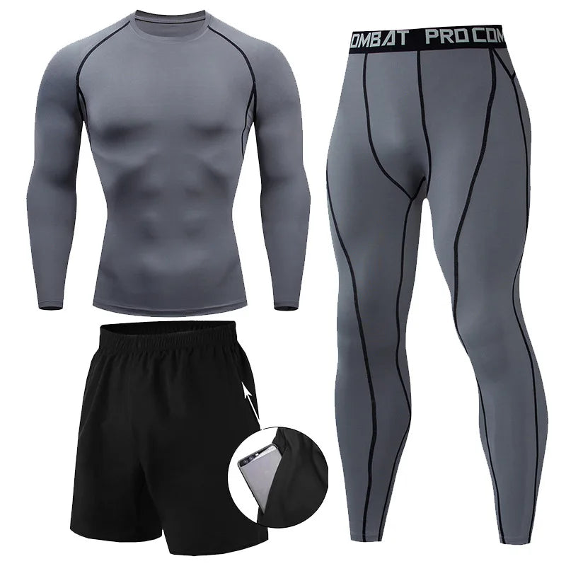 Kit de Roupas de Compressão Masculina para Esportes