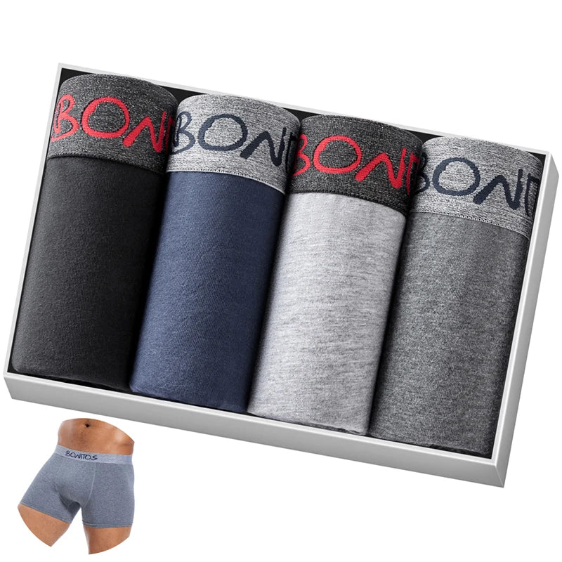 Kit 4 Peças Cuecas Boxers de Algodão Masculino - Conforto e Estilo