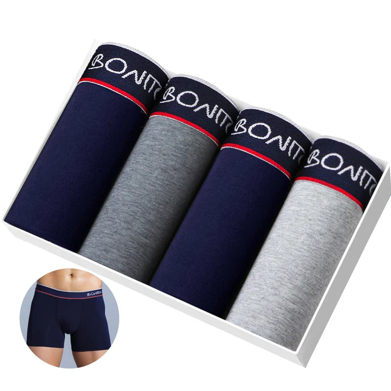 Kit 4 Peças Cuecas Boxers de Algodão Masculino - Conforto e Estilo