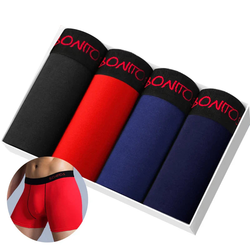 Kit 4 Peças Cuecas Boxers de Algodão Masculino - Conforto e Estilo