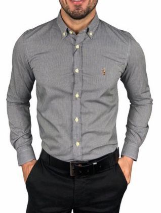Camisa Social Ralph Lauren Oxford - Cinza Chumbo