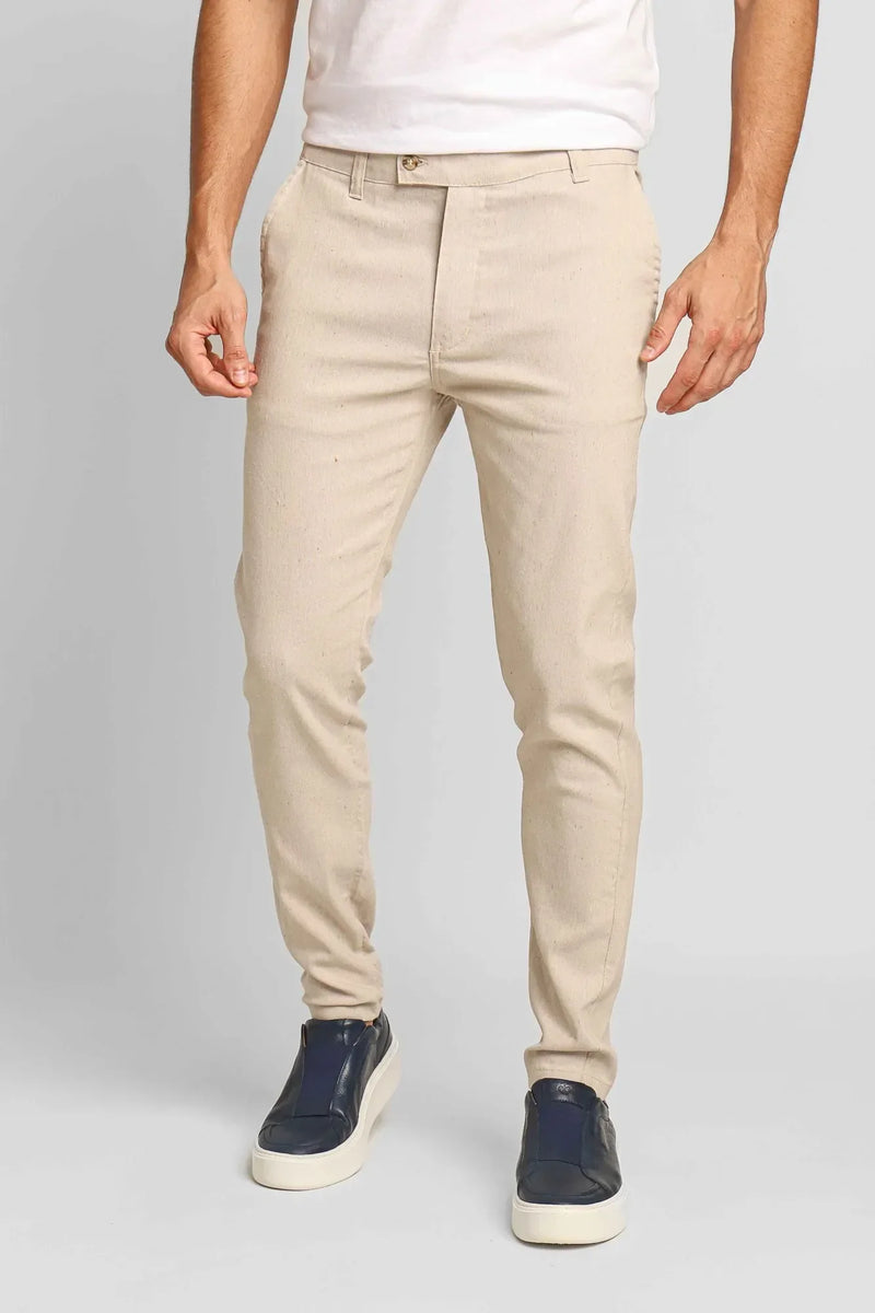 Calça Ralph Lauren Linho Straight Fit - Bege
