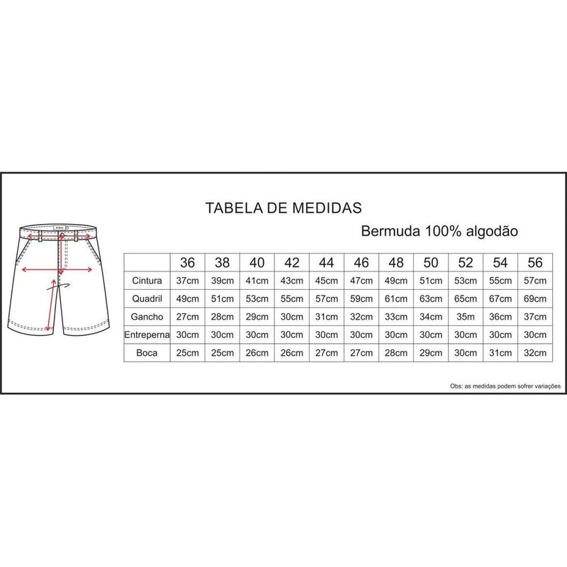 Bermuda Masculina Sarja Premium - Kit 4 Unidades