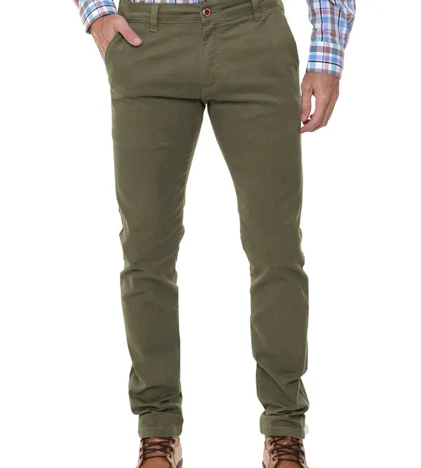 Calça Ralph Lauren de Sarja Chino Stretch Slim Fit - Verde Oliva
